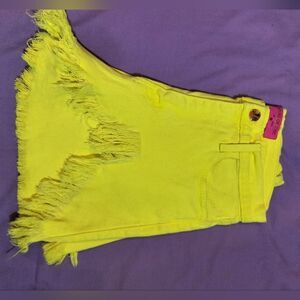 House of Chic denim neon yellow cut-offs,size Medium